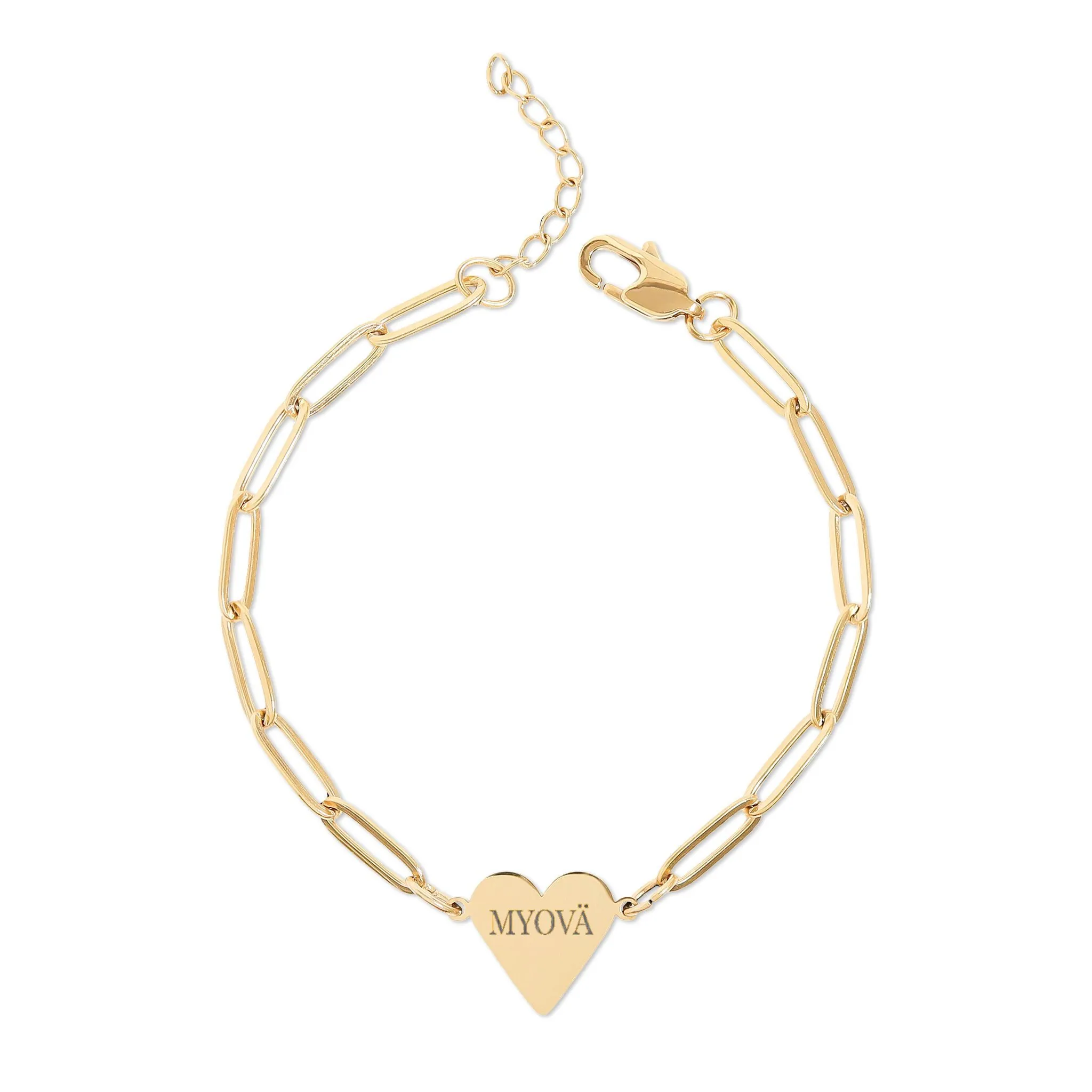 (HEART) Bracelet cœur trombone à graver — Breloque cœur personnalisée en or rose – Image 2