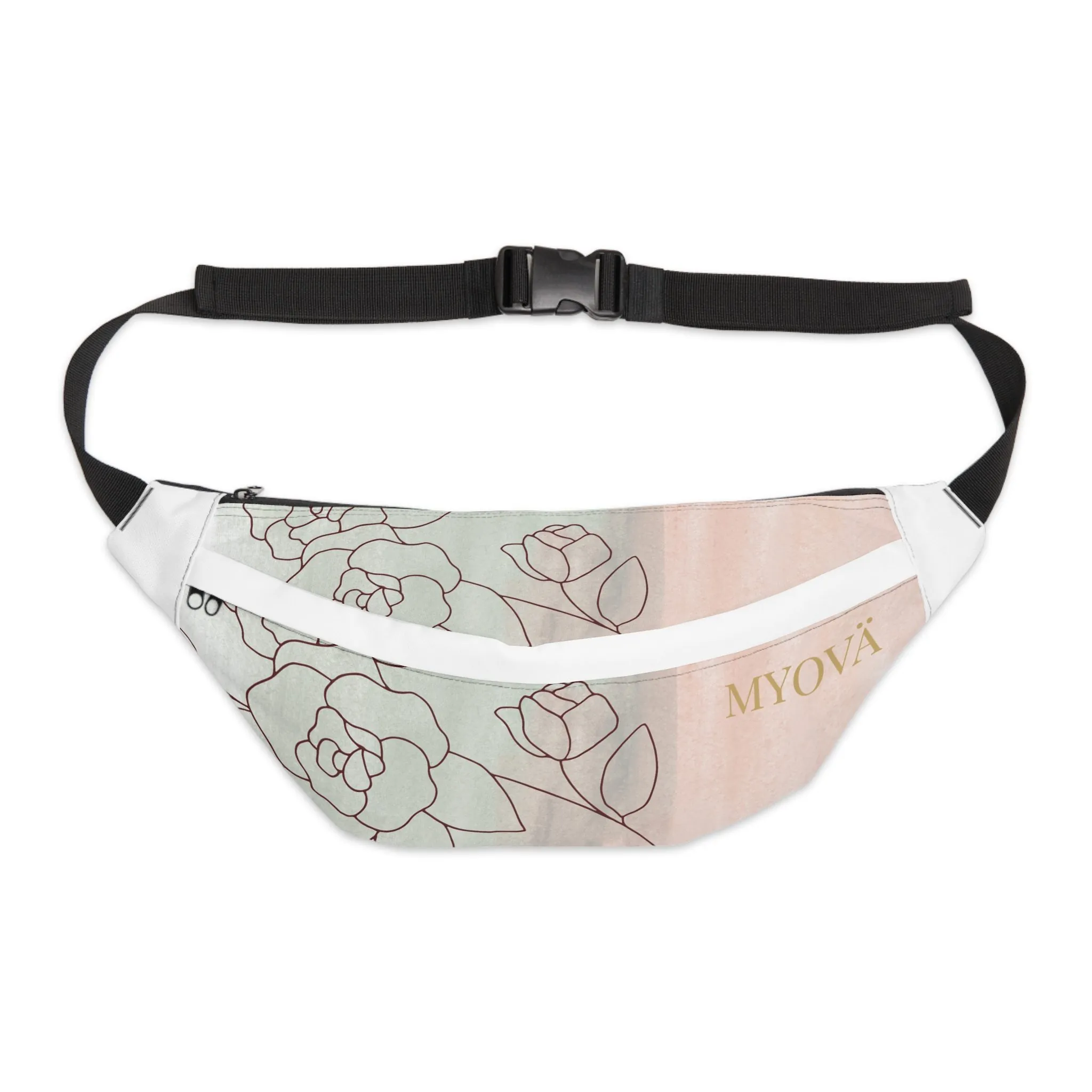 Sac banane Myovä grand format à motif floral — Sac banane rose pastel – Image 2