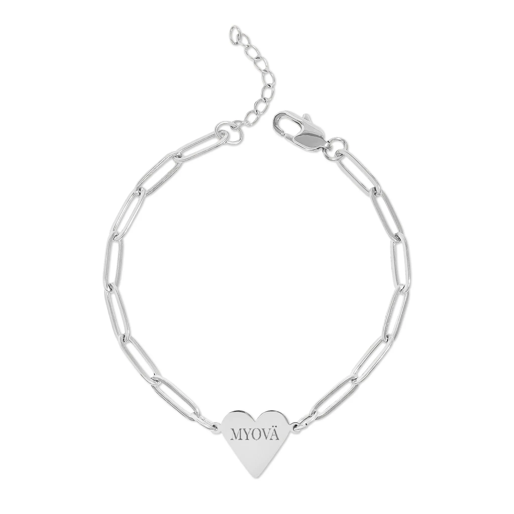 (HEART) Bracelet cœur trombone à graver — Breloque cœur personnalisée en or rose – Image 3