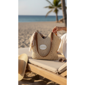 Sac bandoulière en paille — Élégant cabas de plage tissé « MYOVÄ »