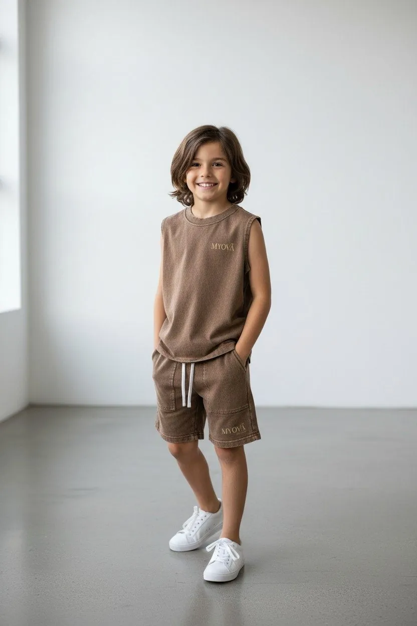 Shorts pour enfants délavés à la neige
