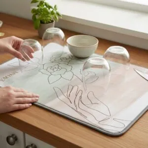 Tapis de cuisine en microfibre — Tapis d'égouttage à motifs floraux pastel