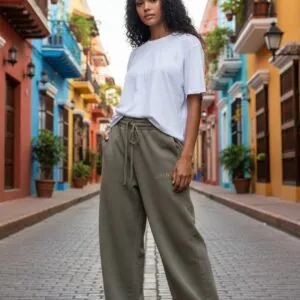 (MOTION) Pantalon vintage délavé à taille haute